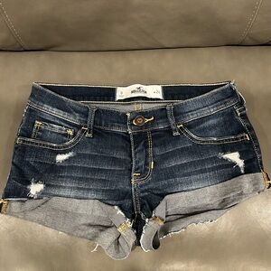 Hollister Women's Dark Wash Jean Shorts very good condition size 0
